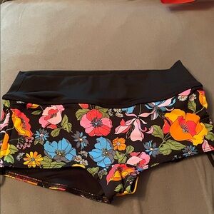 Victoria's Secret Black Floral Bikini Bottoms